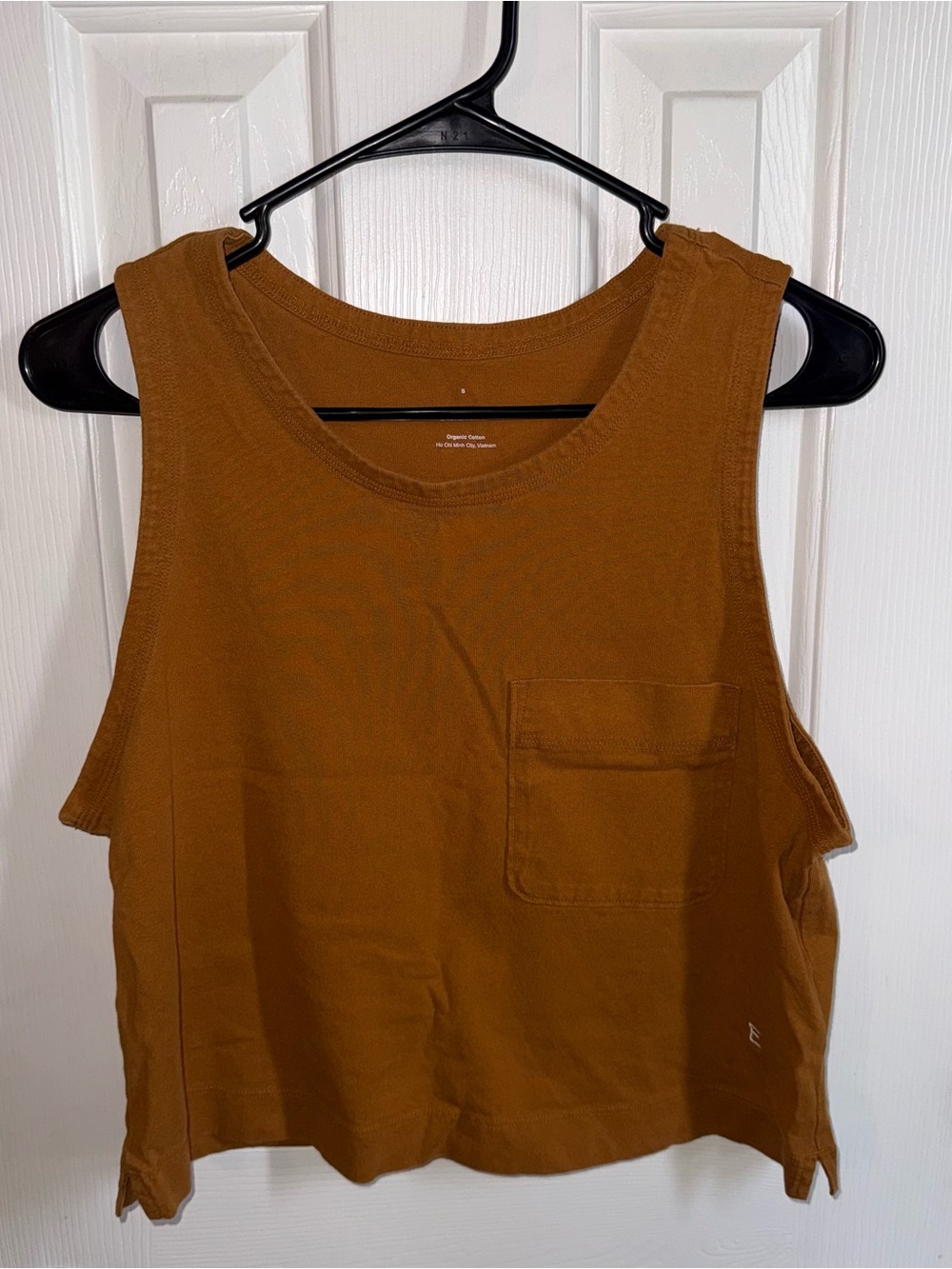 Everlane Rust Cropped Tank with Front Pocket